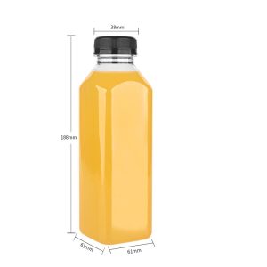 500ML 16OZ PET Clear French Square Drinking Bottles With 38mm TE Cap 500ml 16oz pet clear french square drinking bottles with 38mm te cap
