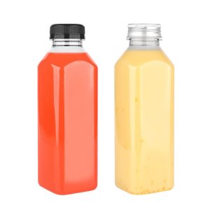 500ml 16oz pet clear french square drinking bottles with 38mm te cap